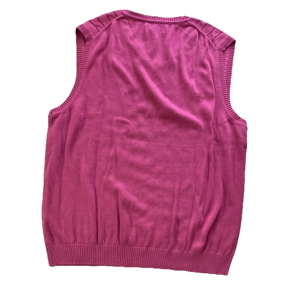 Club Room Cotton Sweater Vest Mens Sz‎ XL New Red V-Neck Cable-Knit Pullover
